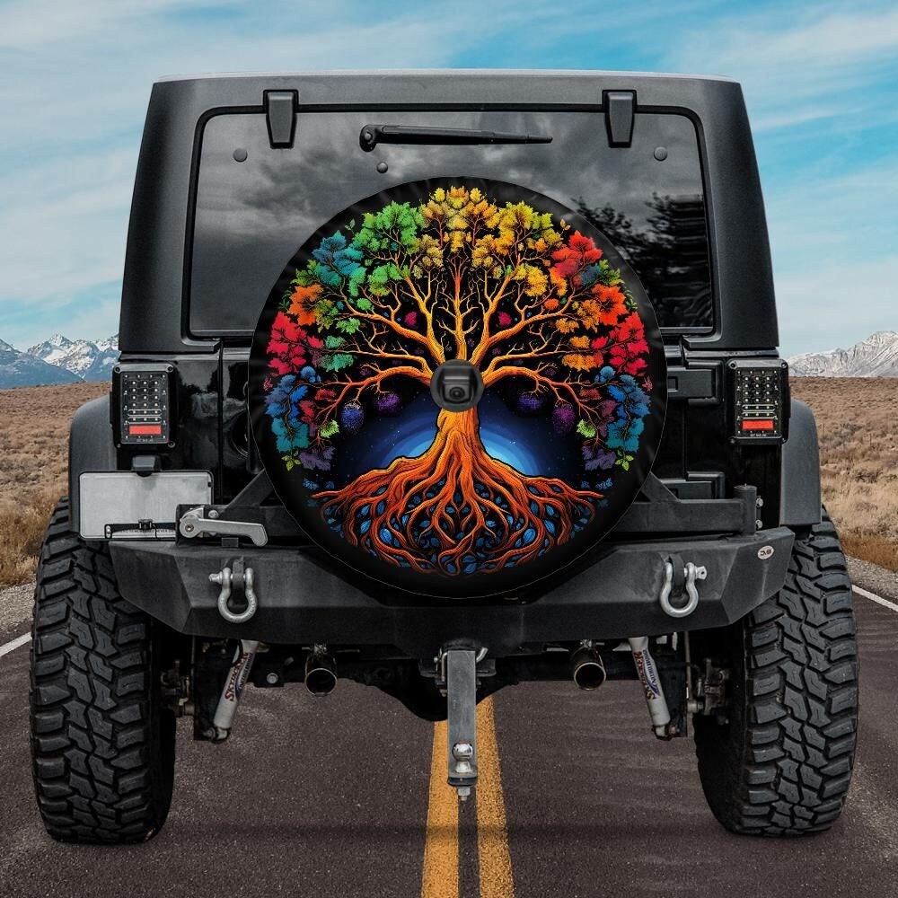 Lux Leather Spare Tire Cover - Tree Of Life