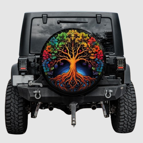 Lux Leather Spare Tire Cover - Tree Of Life