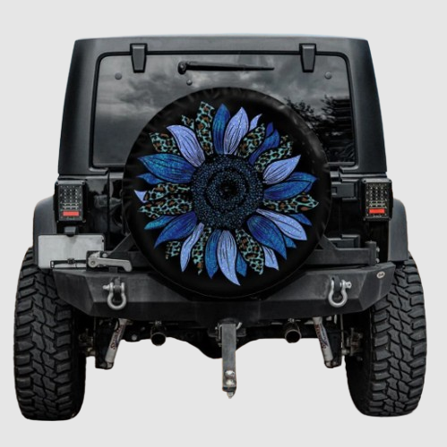 Lux Leather Spare Tire Cover - Cheetah Sunflower