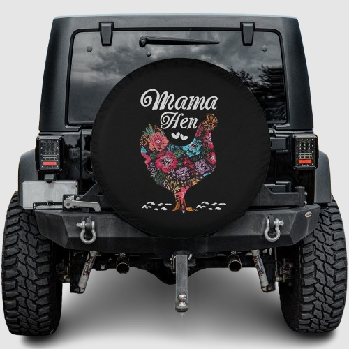 Lux Leather Tire Cover - Mama Hen Chicken Farm Mother Women Funny