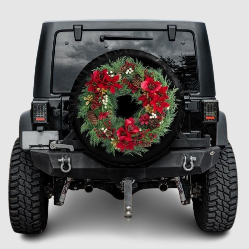 Lux Leather Tire Cover - Pine Wreath Christmas Xmas