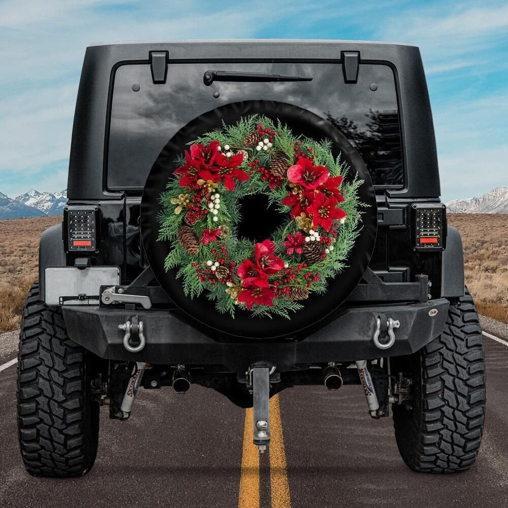 Lux Leather Tire Cover - Pine Wreath Christmas Xmas