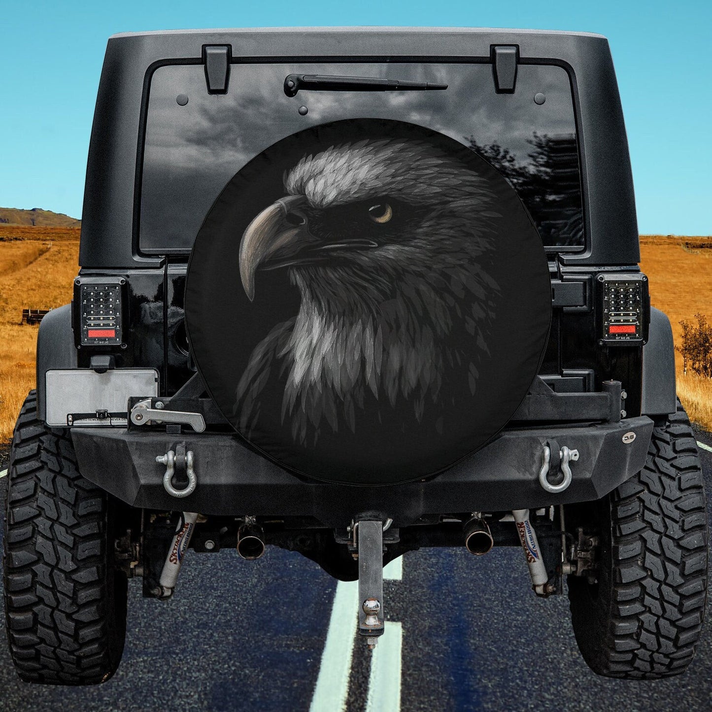 Lux Leather Tire Cover - Bald Eagle Jeep Bronco Rav Camper