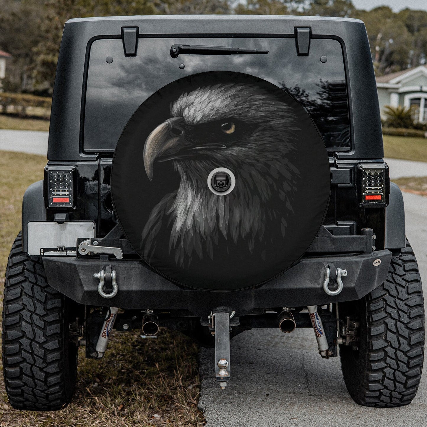 Lux Leather Tire Cover - Bald Eagle Jeep Bronco Rav Camper