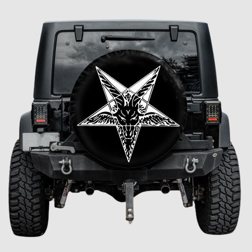 Lux Leather Tire Cover - Gothic Goat Baphomet