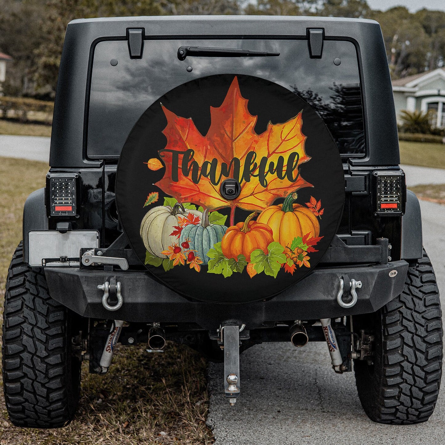 Lux Leather Spare Tire Cover - Autumn Fall Maple Leaves