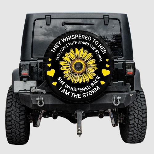 Lux Leather Tire Cover - I am the Storm Sunflower Women