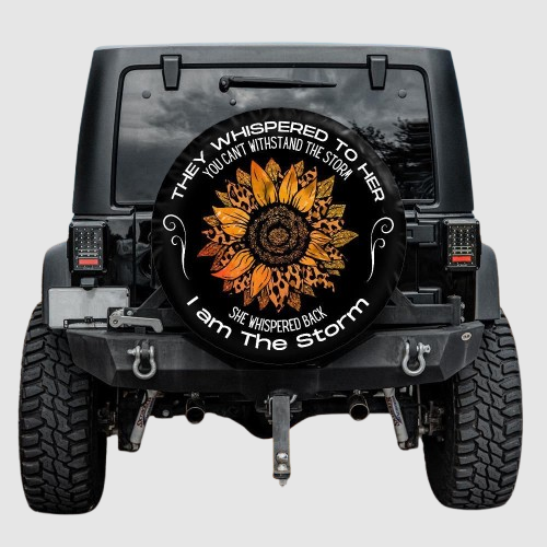 Lux Leather Tire Cover - I Am The Storm Yellow Sunflower Women Cheetah