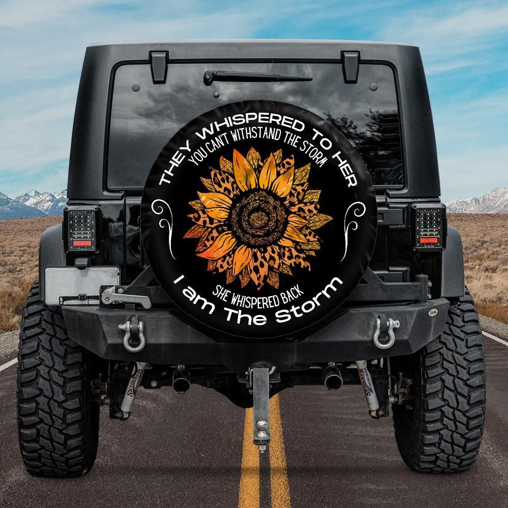 Lux Leather Tire Cover - I Am The Storm Yellow Sunflower Women Cheetah