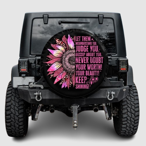 Lux Leather Tire Cover - Pink Sunflower Women