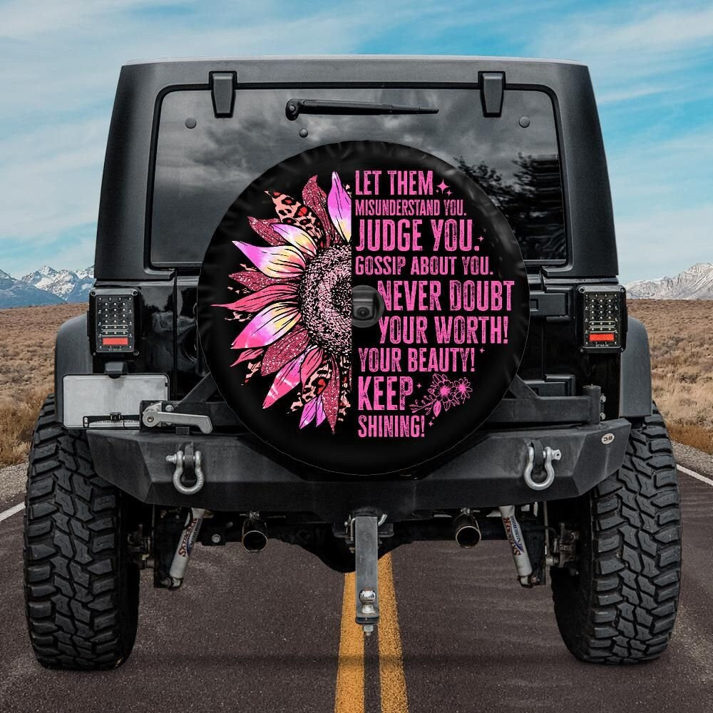 Lux Leather Tire Cover - Pink Sunflower Women