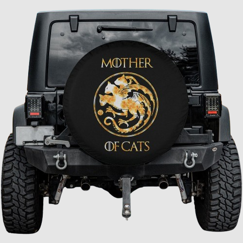 Lux Leather Tire Cover - Mother of Cats Jeep Bronco Rav Camper Women