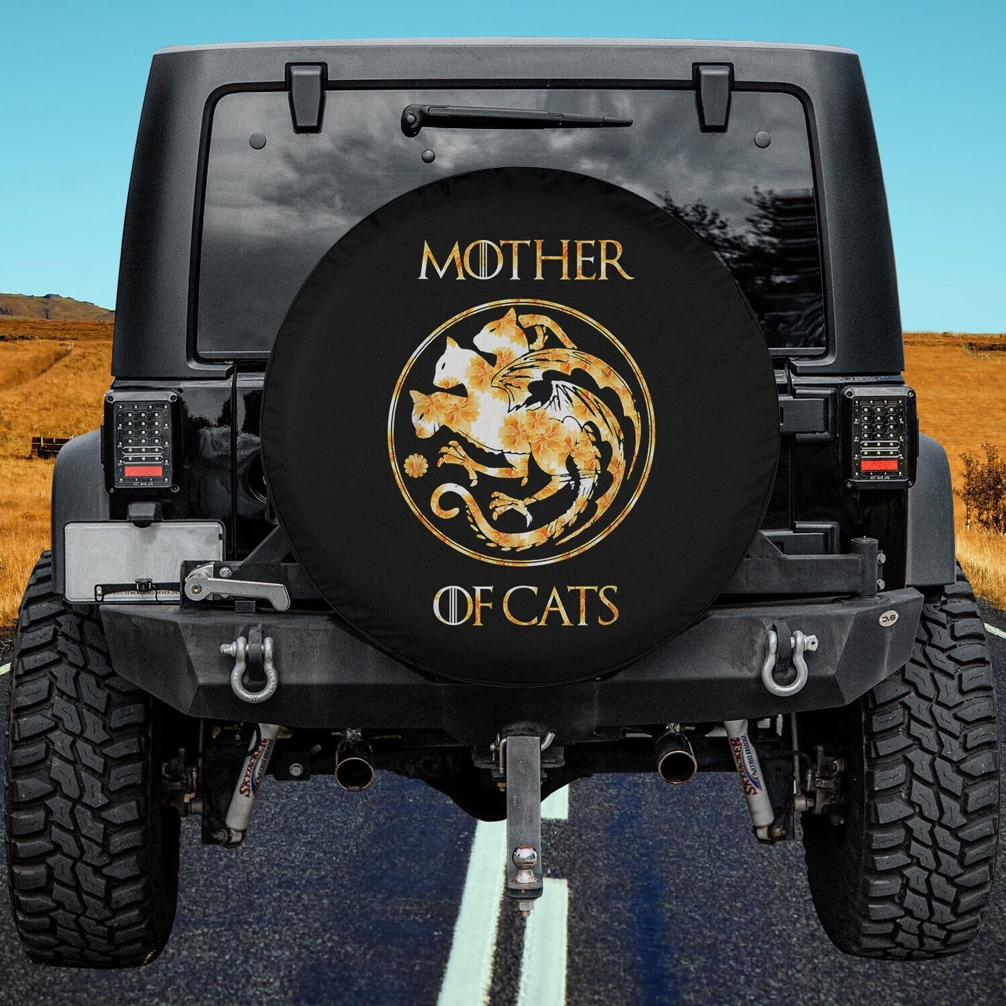 Lux Leather Tire Cover - Mother of Cats Jeep Bronco Rav Camper Women