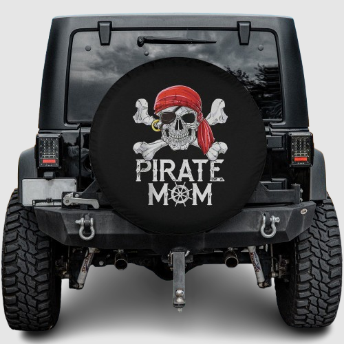 Lux Leather Tire Cover - Pirate Mom Jolly Roger Women Skull Skeleton