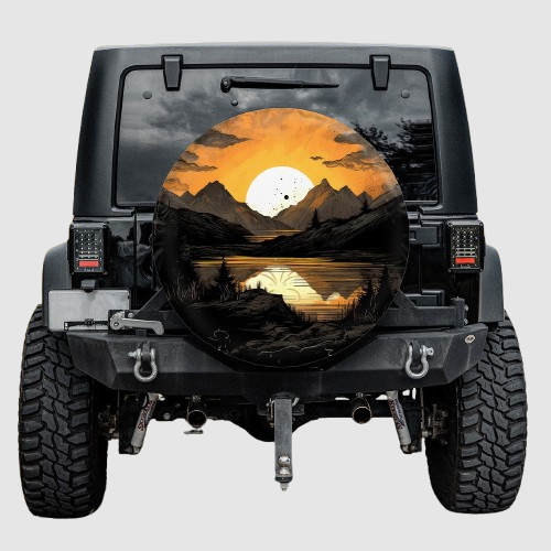 Lux Leather Spare Tire Cover - Sunset Landscape