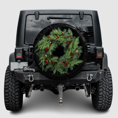 Lux Leather Tire Cover - Christmas Wreath Xmas