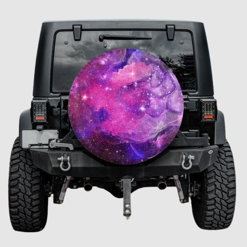 Lux Leather Tire Cover - Purple Pink Galaxy Girl Women