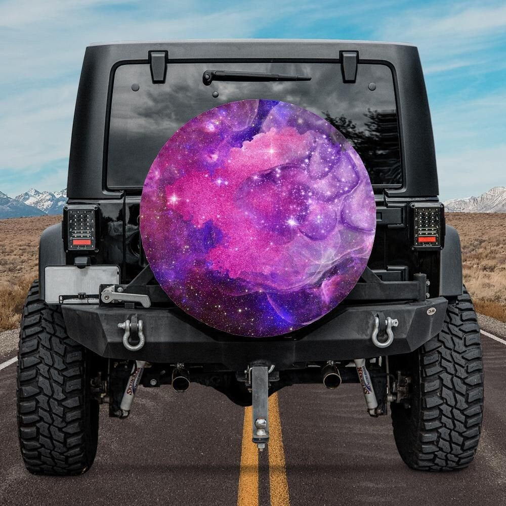 Lux Leather Tire Cover - Purple Pink Galaxy Girl Women