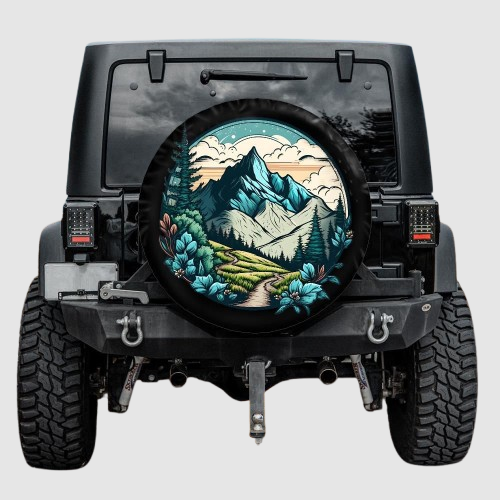 Lux Leather Tire Cover - Mountain Flower Camping Women