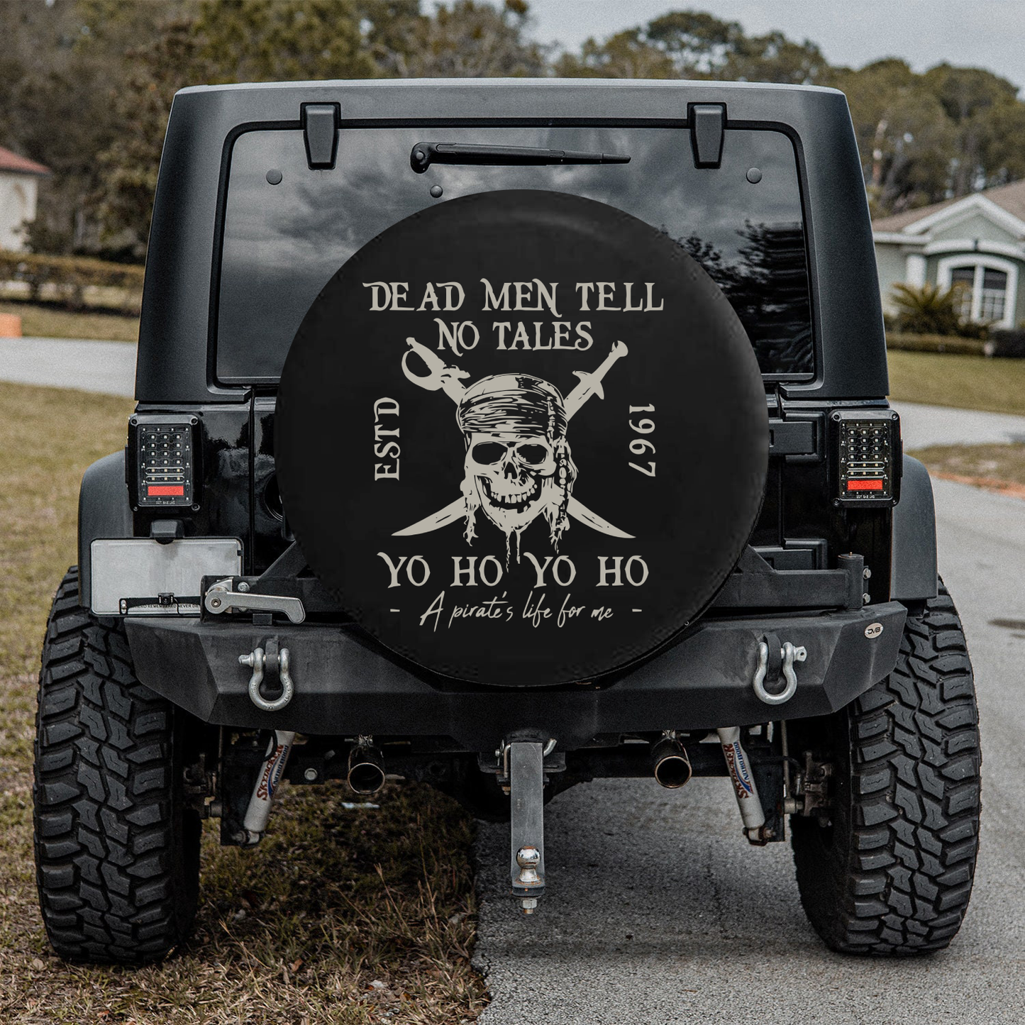 Lux Leather Spare Tire Cover - Dead Men Tell No Tale Skeleton Bones Skull Pirate