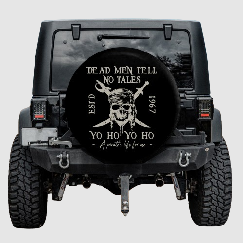 Lux Leather Spare Tire Cover - Dead Men Tell No Tale Skeleton Bones Skull Pirate