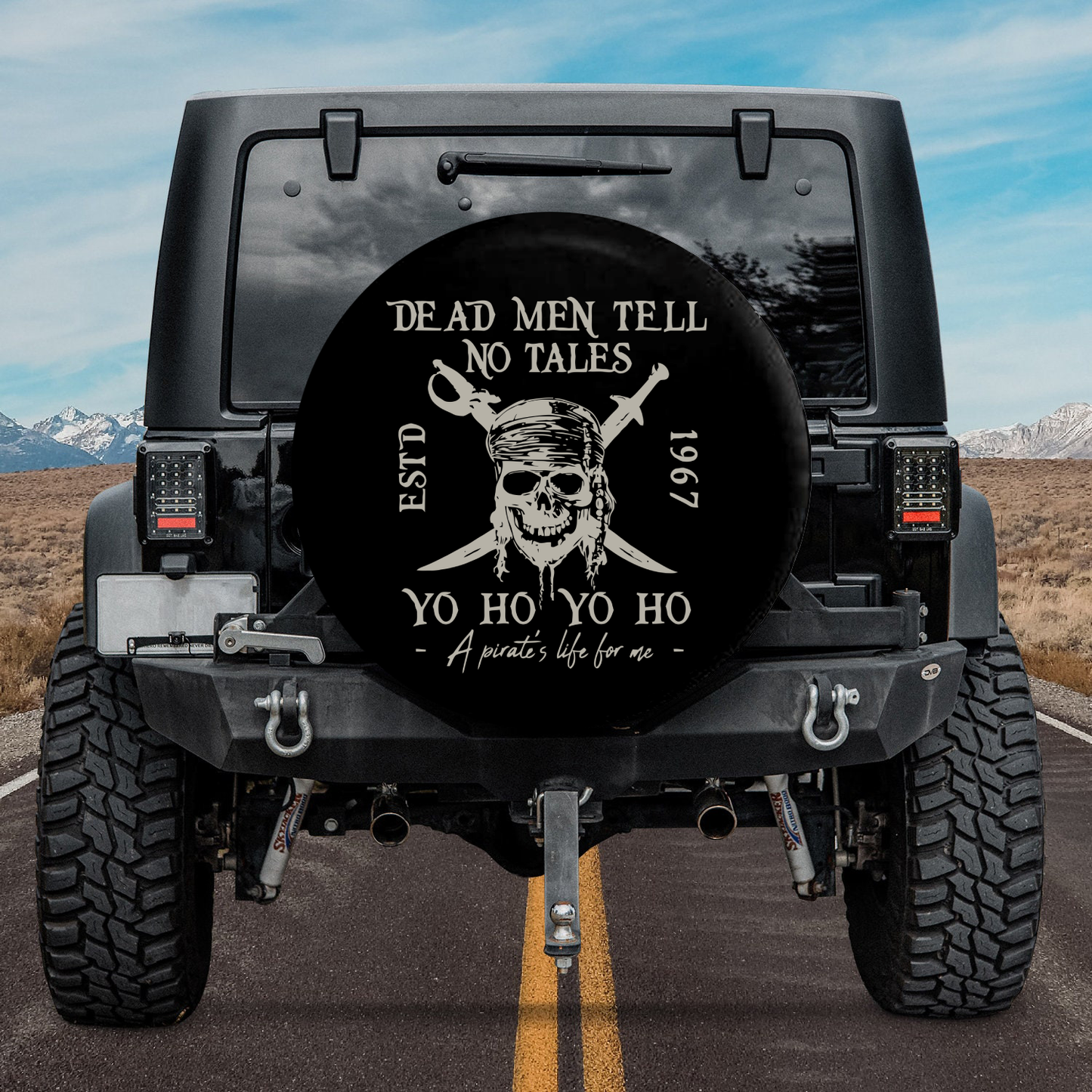 Lux Leather Spare Tire Cover - Dead Men Tell No Tale Skeleton Bones Skull Pirate